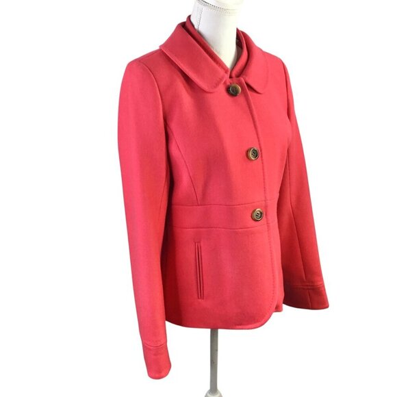 J. Crew Wool Blazer Women's Size 10 Office Career Lined Coral Peplum Style 99322 - Picture 3 of 11